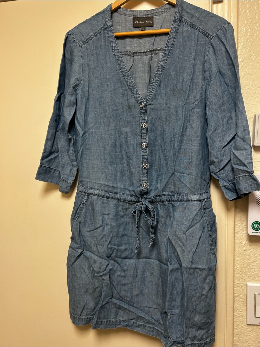 Michael Stars Denim Chambray Shirt Dress in Medium Blue